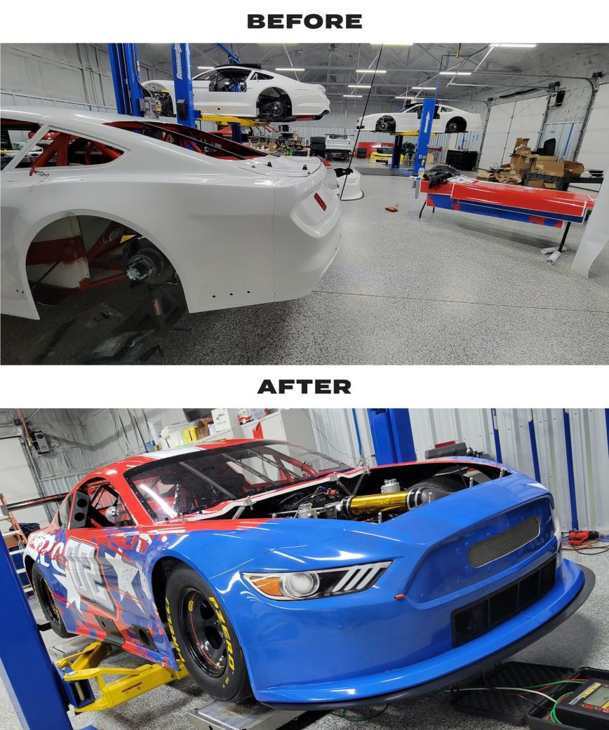 Before and After Racecar Wrap by WrapTint
