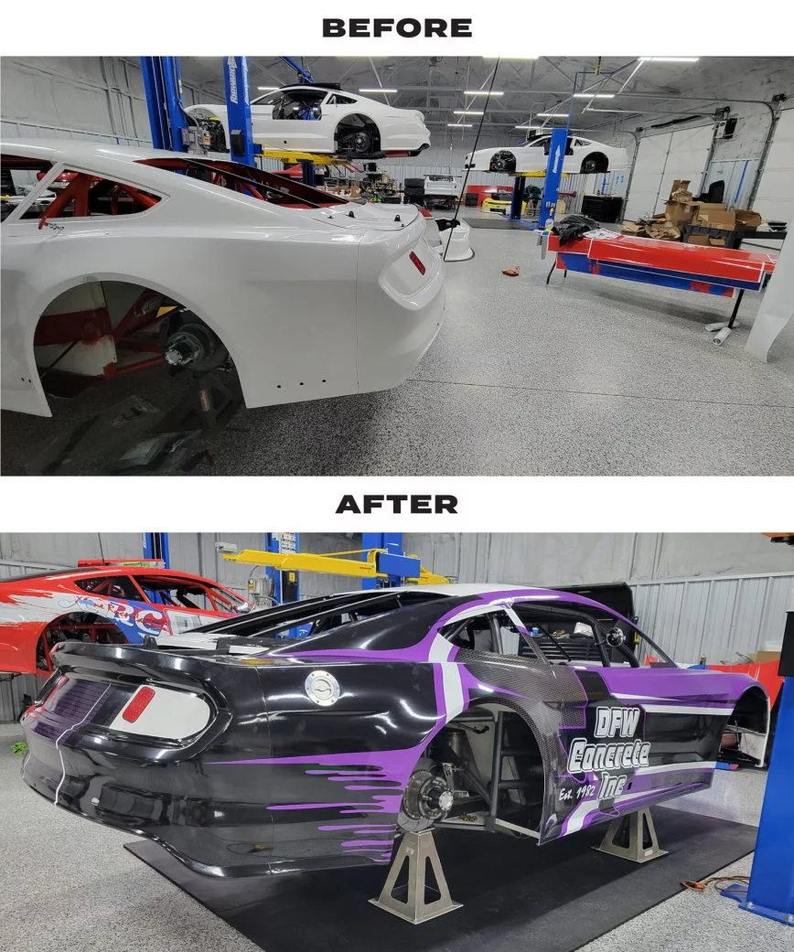 Before and After Racecar Wrap by WrapTint