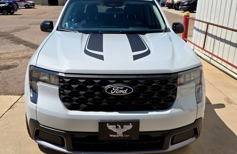 A Custom Racing Stripe Wrap Graphic for a Ford Truck